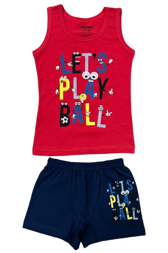 [83010 BASKILI 02 YAŞ] Boy's Set (Sleeveless Tank Top + Boxer Briefs), Cotton-Elastane Blend - 830 (830-10, 02 age)