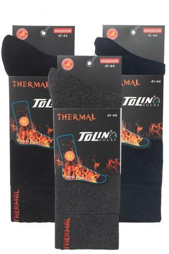[TOLIN19408.03 RENKLİ STD] Men's Thermal Socks, 3-Pack  (COLORED)