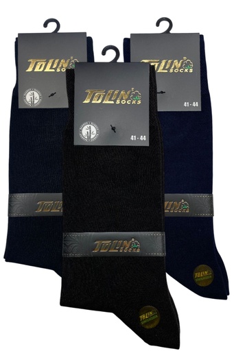 [TOLIN14600.03 RENKLİ STD] Men's Seameless Thick Bamboo Calf-Length Socks, 3-Pack (COLORED)