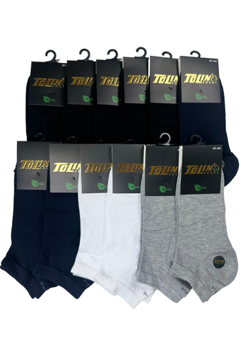 [TOLIN10534.12 RENKLİ STD] Men's Bamboo Ankle Socks, 12 pack