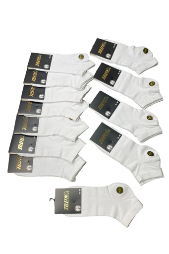 [TOLIN10500.12 BEYAZ STD] Men's Bamboo Ankle Socks, 12 pack (WHITE)