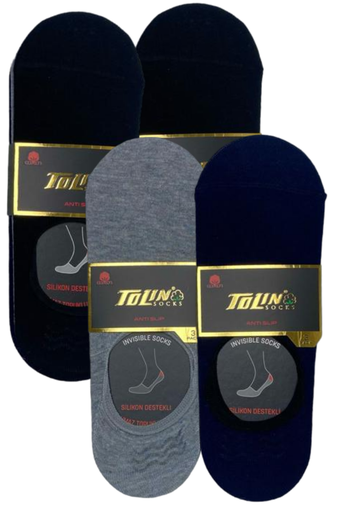 [TOLIN10100.12 RENKLİ STD] جرابات رجالي خف بابيت سيليكون بامبو - 10100 - 12 قطعة (ملون)