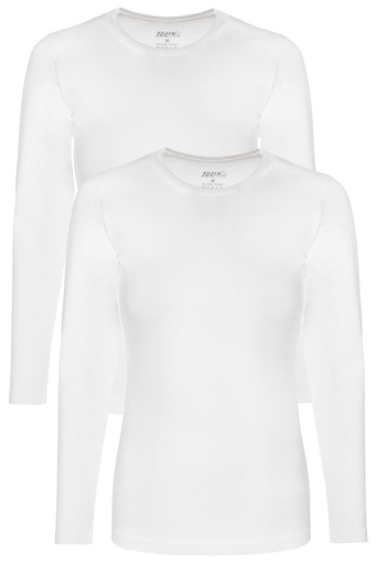 [TOLIN6217.02 BEYAZ S] Women's Long Sleeve Top, Elastane 2-pack (WHITE, S)