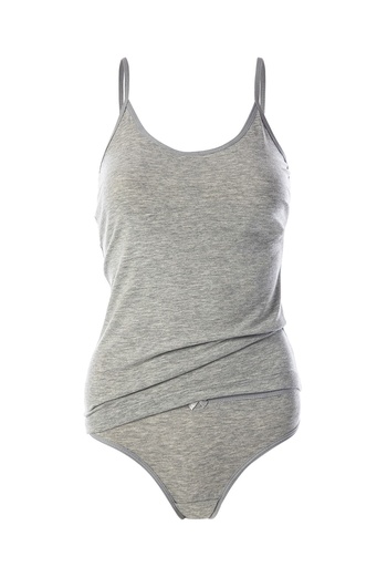 [TOLIN8221 GRİ MELANJ M] Women's Set (Spaghetti Strap Tank Top + Briefs) (GRAY MELANGE, M)