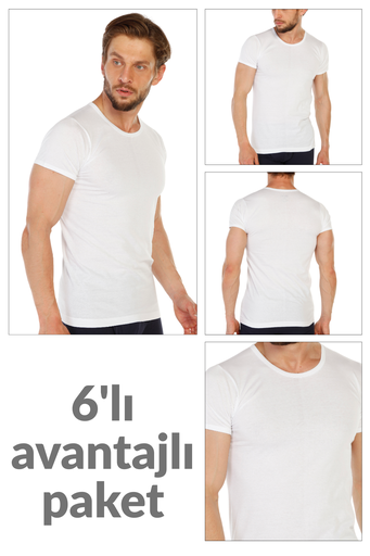 [TOLIN0314.06 BEYAZ S] 6 lı Paket %100 Pamuk O Yaka Erkek Süprem Fanila 314 (BEYAZ, S)