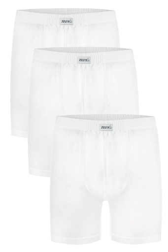 [TOLIN0416.03 BEYAZ S] 3 lü Paket %100 Pamuklu Erkek Süprem Şort Boxer 416 (BEYAZ, S)