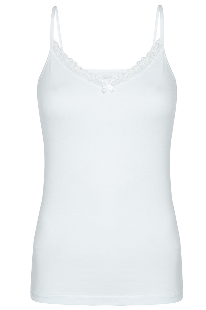 Women's Spaghetti Strap Tank Top with Lace Detailling, Cotton-Elastane Blend