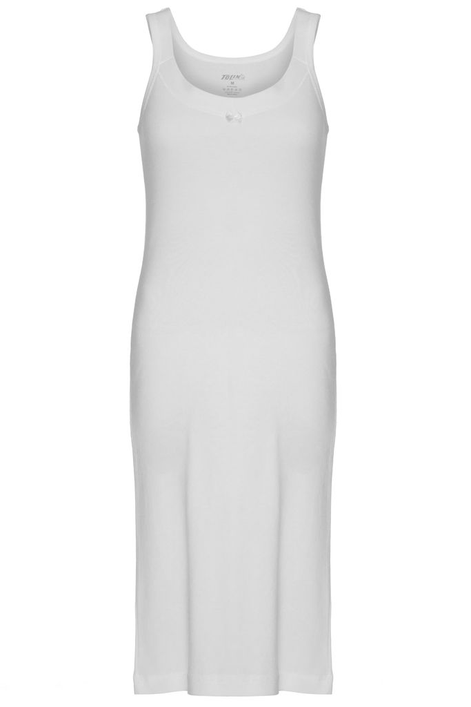 Women's Ribbed Knee-Length Sleeveless Slip, 100% Cotton