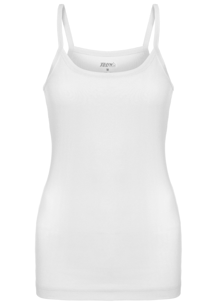 Women's Ribbed Spaghetti Strap Tank Top, 100% Cotton