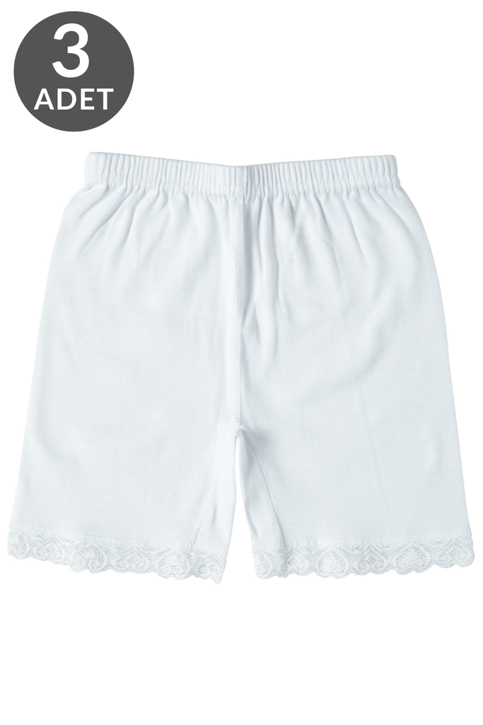 Girl's Lace Trim Biker Shorts, 100% Cotton 3-pack