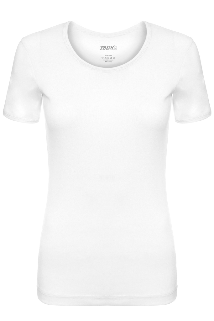 Women's Ribbed Crew Neck T-shirt, 100% Cotton 