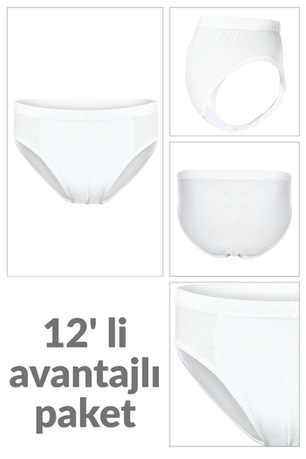[TOLIN0213.12 BEYAZ S] 12 li Erkek %100 Pamuklu Süprem Külot 213 (BEYAZ, S)