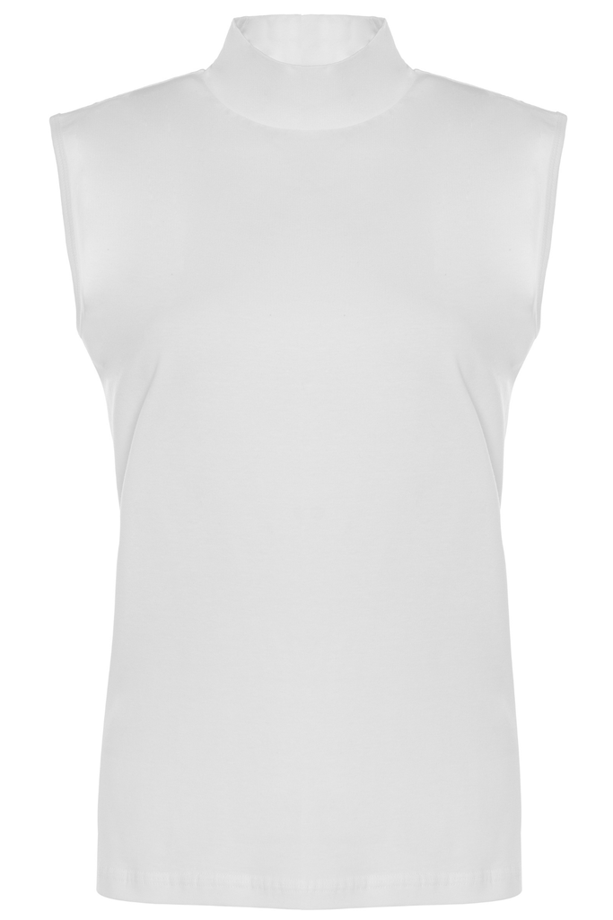 Women's Sleeveless Turtle-Neck, Cotton-Elastane Blend