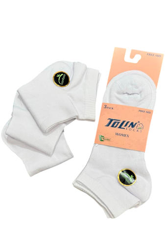 [TOLIN20538.03 BEYAZ] Women's Bamboo Ankle Socks, 3-pack (WHITE)
