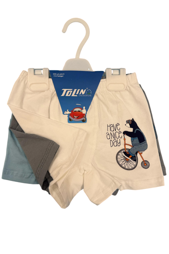 [TOLIN43307.03 02 YAŞ] Boy's Boxer Briefs, Cotton-Elastane Blend 3-pack (43307, 02 age)