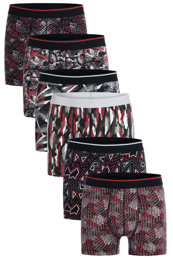 [4147-10 BASKILI M] Men's Boxer Briefs, Cotton-Elastane Blend 6-pack (4147-10, M)