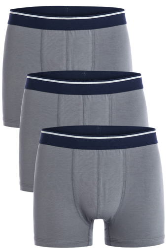 [4147.03 GRİ S] Men's Boxer Briefs, Cotton-Elastane Blend 3-pack (GRAY, S)