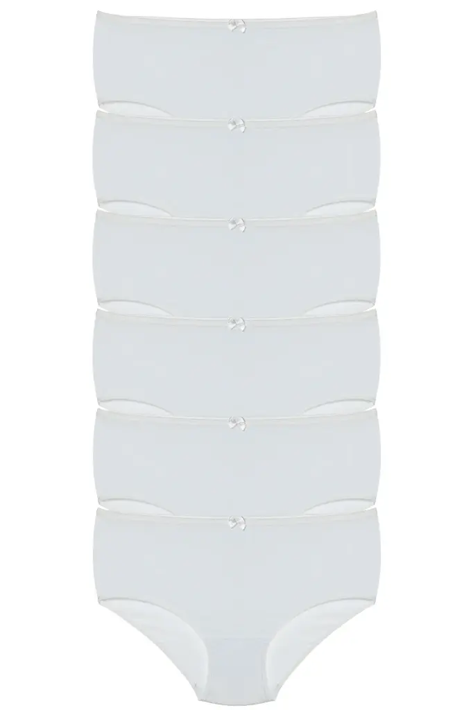 Kadın 6 lı Pamuklu Likralı Havlu Ağ Detaylı Yüksek Bel Külot Seti 2186