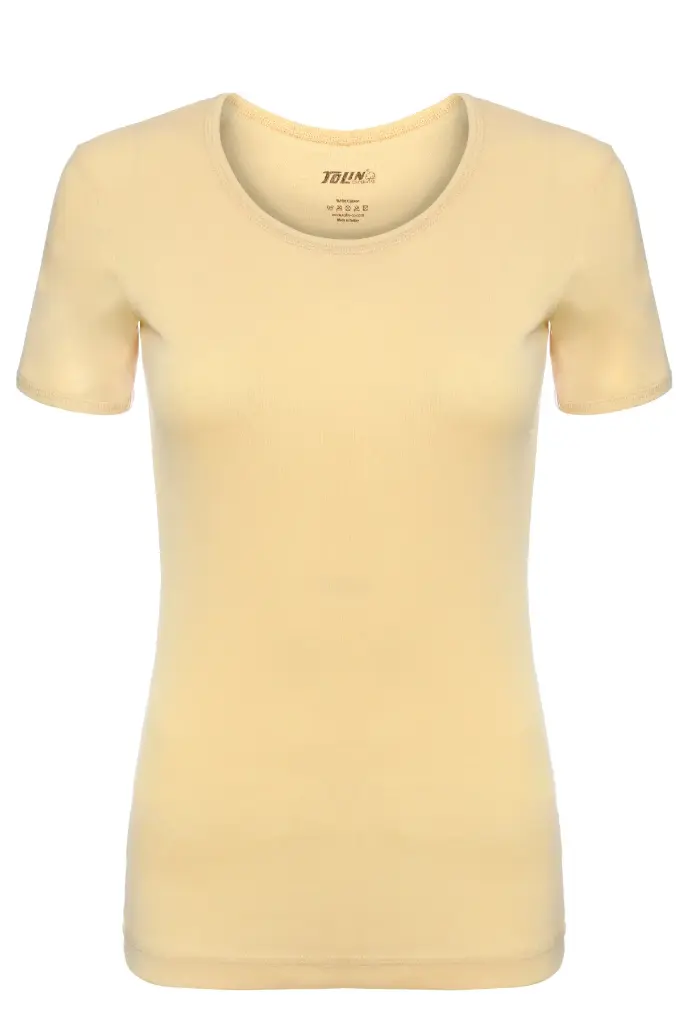 Women's Ribbed Crew Neck T-shirt, 100% Cotton - 325