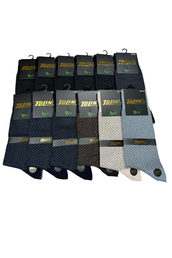 [TOLIN14203.12] Men's Seemless Bamboo Calf-Length Socks, 12-Pack
