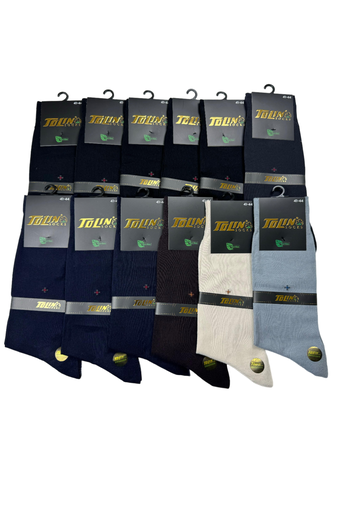 [TOLIN14199.12] Men's Seemless Bamboo Calf-Length Socks, 12-Pack