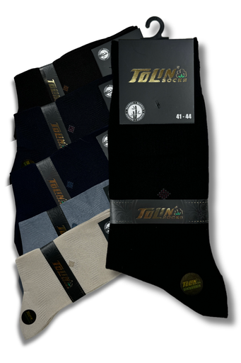 [TOLIN14197.12] Men's Seemless Bamboo Calf-Length Socks, 12-Pack