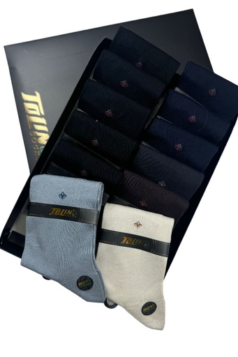 [TOLIN14196.12] Men's Seemless Bamboo Calf-Length Socks, 12-Pack