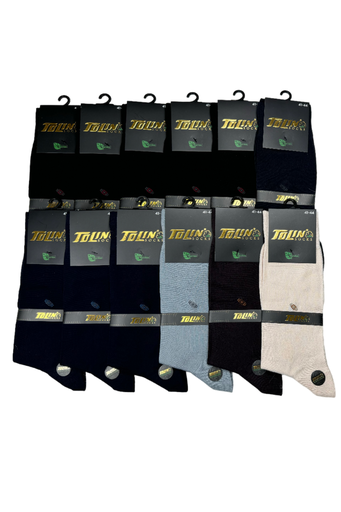 [TOLIN14189.12] Men's Seemless Bamboo Calf-Length Socks, 12-Pack