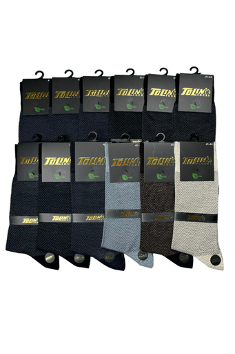 [TOLIN14148.12] Men's Seemless Bamboo Calf-Length Socks, 12-Pack