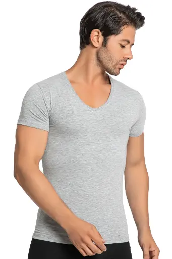 [TOLIN3177] Men's V-Neck T-shirt, Cotton-Elastane Blend 