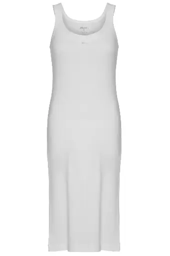 [TOLIN1230] Women's Ribbed Knee-Length Sleeveless Slip, 100% Cotton