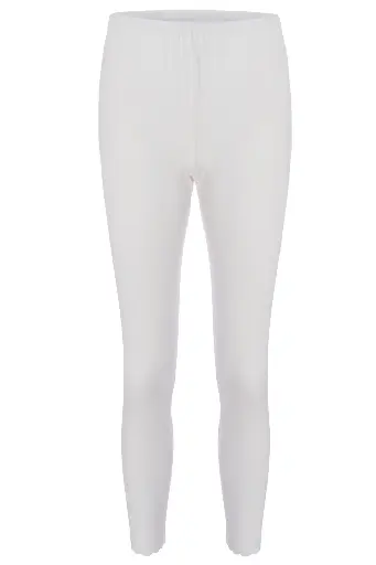 [TOLIN0720] Women's Ribbed Lace Trim Full Length Leggings, 100% Cotton