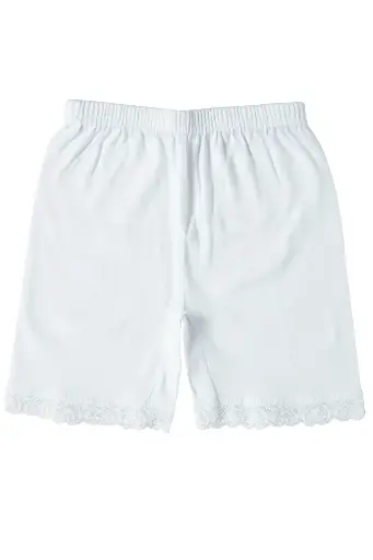 [TOLIN0440.03] Girl's Lace Trim Biker Shorts, 100% Cotton 3-pack