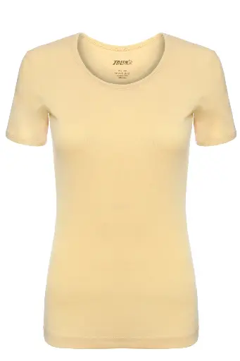 [TOLIN0324] Women's Ribbed Crew Neck T-shirt, 100% Cotton 