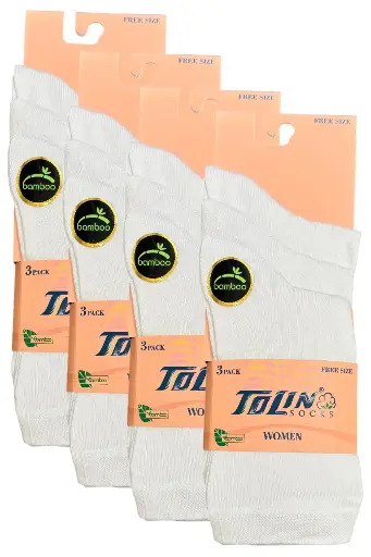 [TOLIN24024.12] Women's Bamboo Calf-Length Socks, 12-pack